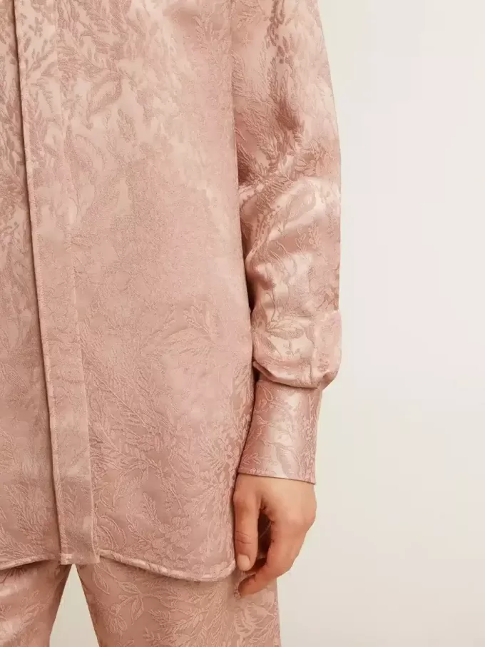 Rosa Viskose-Bluse für Damen mit Blumenmuster
