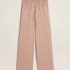 Rosa Viskosehose für Damen mit Blumenmuster