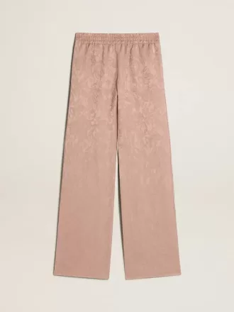 Rosa Viskosehose für Damen mit Blumenmuster