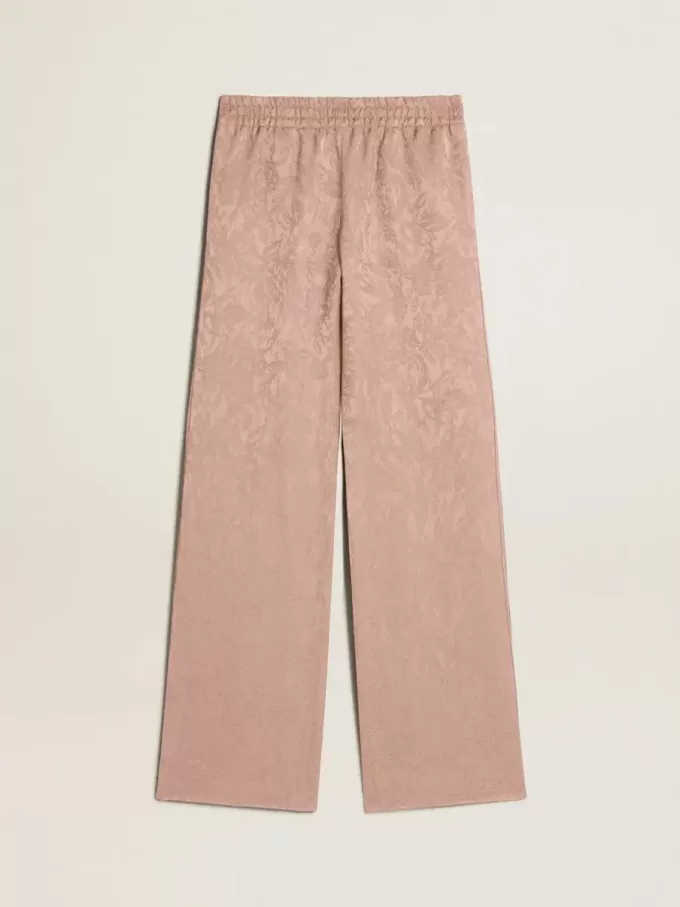 Rosa Viskosehose für Damen mit Blumenmuster