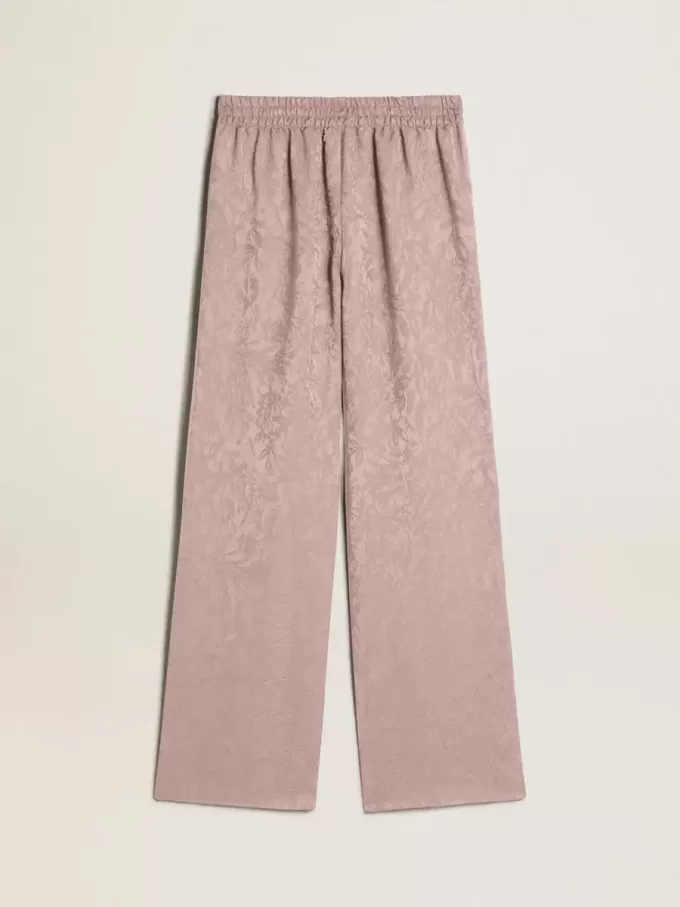 Rosa Viskosehose für Damen mit Blumenmuster