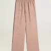 Rosa Viskosehose für Damen mit Blumenmuster