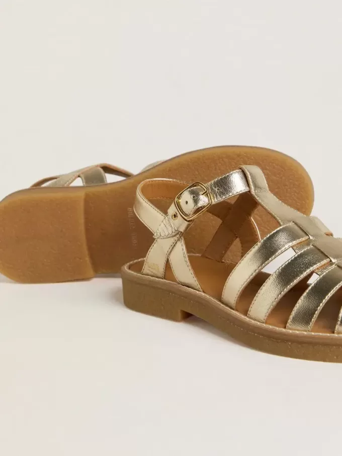 Sandalen „Young Maxime” aus goldfarbenem Metallic-Leder