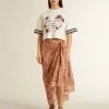 Sarong aus Baumwollvoile mit Allover-Print in Weiß und Ziegelrot