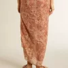 Sarong aus Baumwollvoile mit Allover-Print in Weiß und Ziegelrot