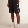 Schwarze Bermudashorts für Herren mit weißen Sternen Schwarze Bermudashorts für Herren mit weißen Sternen