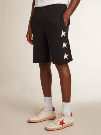 Schwarze Bermudashorts für Herren mit weißen Sternen