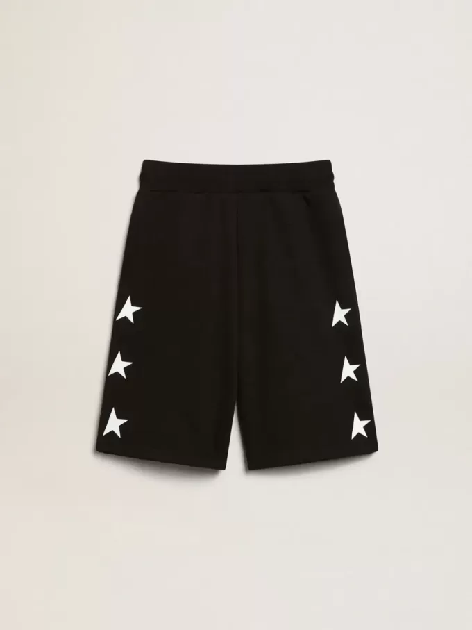 Schwarze Bermudashorts für Jungen mit weißen Sternen