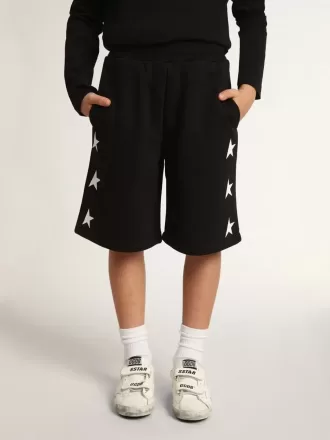 Schwarze Bermudashorts für Jungen mit weißen Sternen