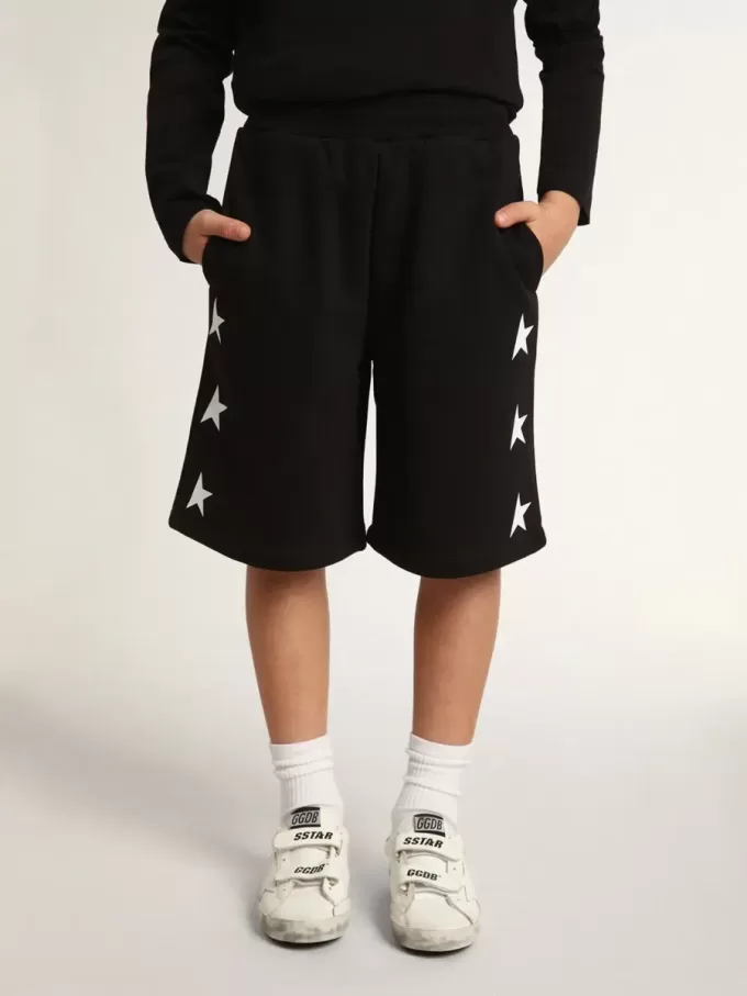 Schwarze Bermudashorts für Jungen mit weißen Sternen
