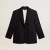 Schwarze Blazerjacke aus Wollmischung für Damen