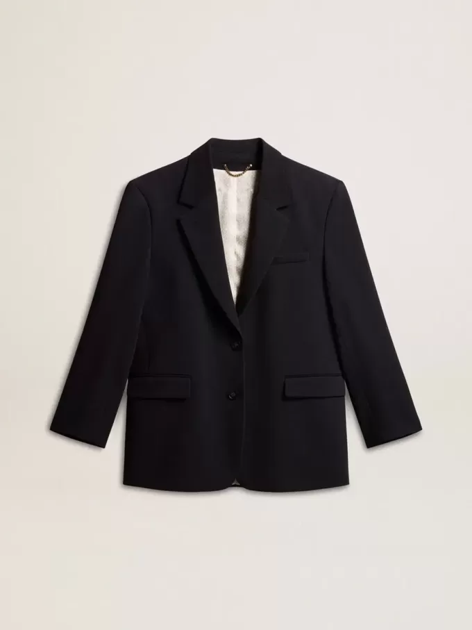 Schwarze Blazerjacke aus Wollmischung für Damen