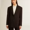 Schwarze Blazerjacke aus Wollmischung für Damen