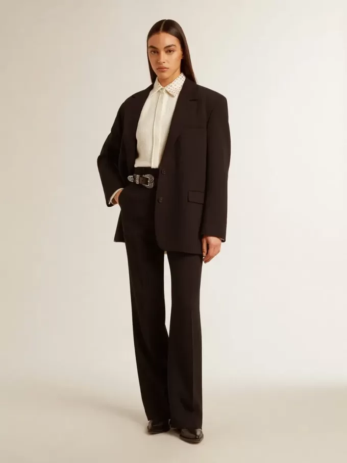 Schwarze Blazerjacke aus Wollmischung für Damen