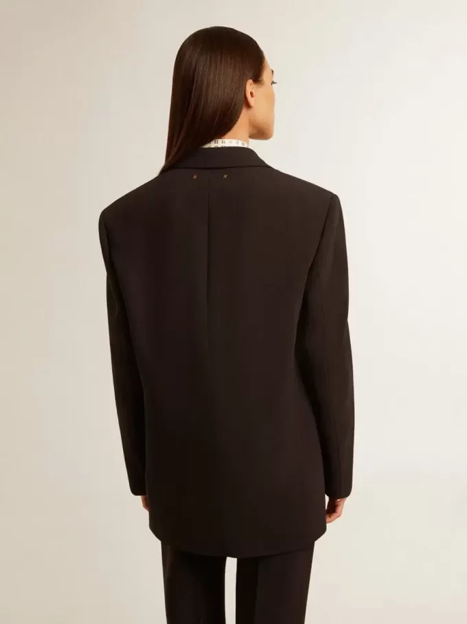 Schwarze Blazerjacke aus Wollmischung für Damen
