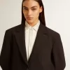 Schwarze Blazerjacke aus Wollmischung für Damen