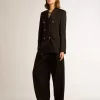 Schwarze Damenhose aus Wollgabardine