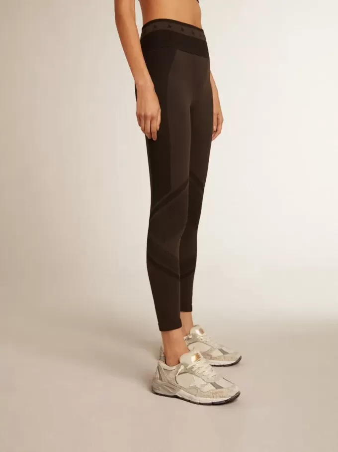 Schwarze Damenleggings mit gemischten Nähten