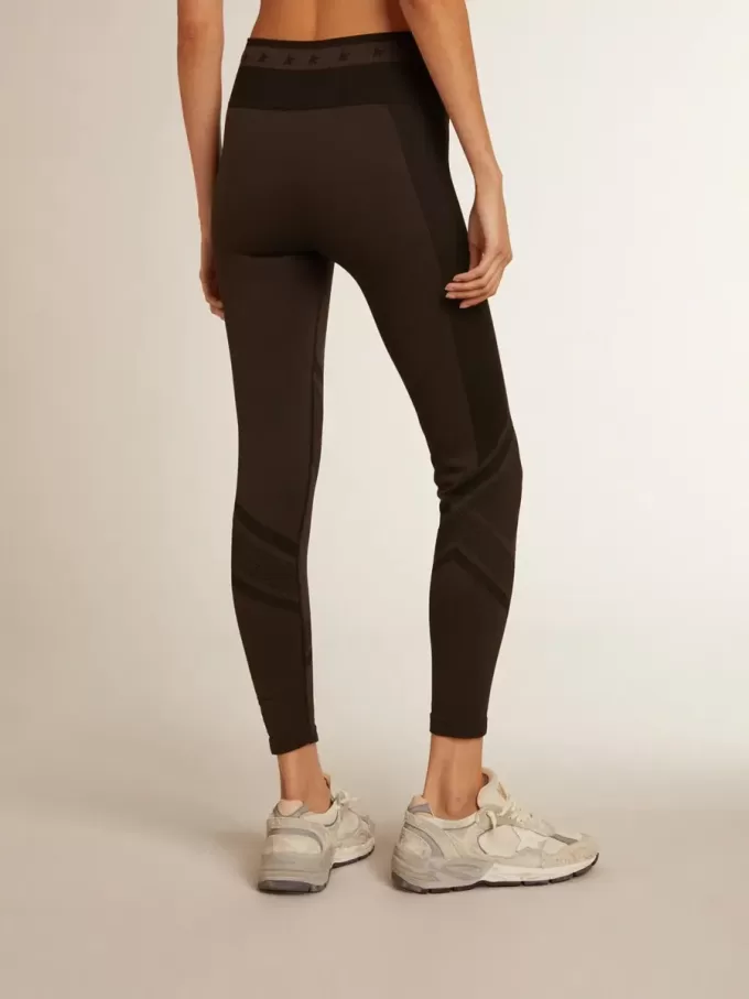 Schwarze Damenleggings mit gemischten Nähten