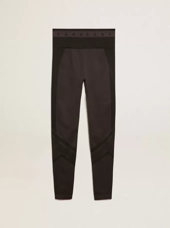 Schwarze Damenleggings mit gemischten Nähten