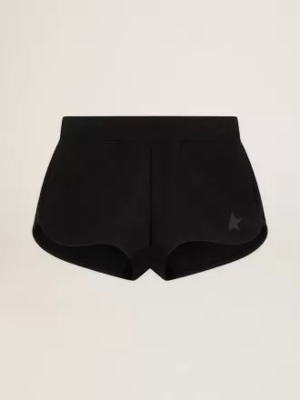 Schwarze Damenshorts mit Ton-in-Ton-Stern