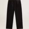 Schwarze Herrenjeans mit lockerer Passform und Kristallen mit Farbverlaufseffekt Schwarze Herrenjeans mit lockerer Passform und Kristallen mit Farbverlaufseffekt