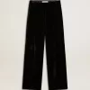 Schwarze Hose mit Samteffekt