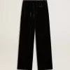 Schwarze Hose mit Samteffekt