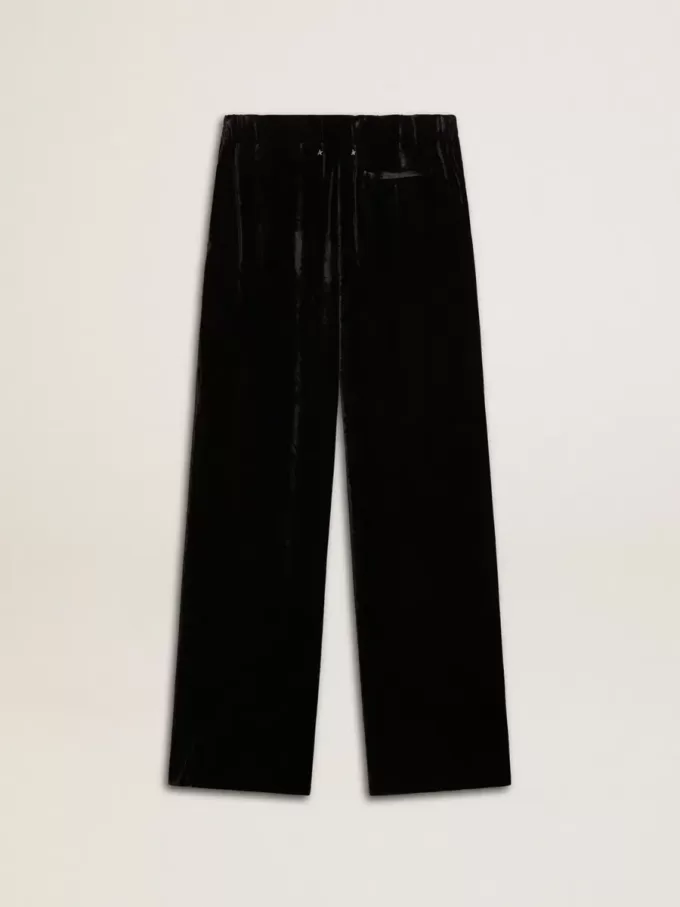 Schwarze Hose mit Samteffekt