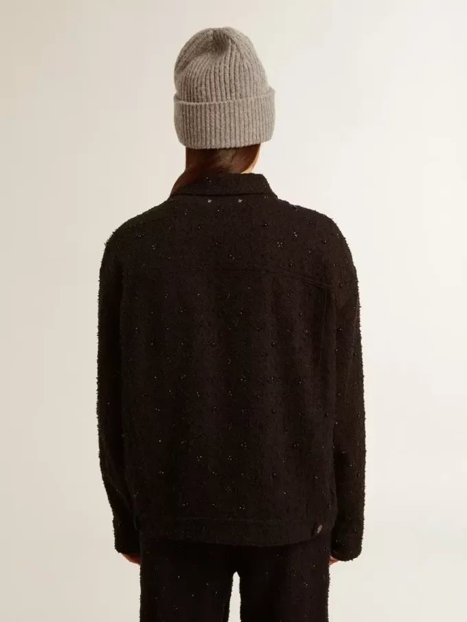 Schwarze Jeansjacke für Damen mit Stickerei