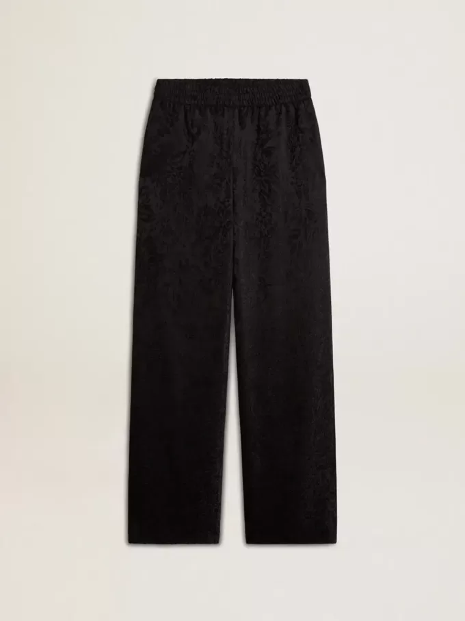 Schwarze Jogginghose für Damen mit Ton-in-Ton-Toile-de-Jouy-Print
