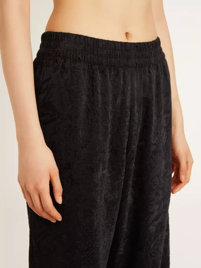 Schwarze Jogginghose für Damen mit Ton-in-Ton-Toile-de-Jouy-Print