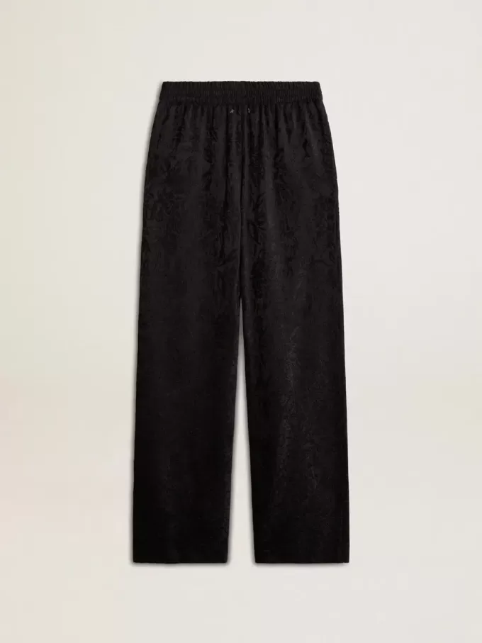 Schwarze Jogginghose für Damen mit Ton-in-Ton-Toile-de-Jouy-Print