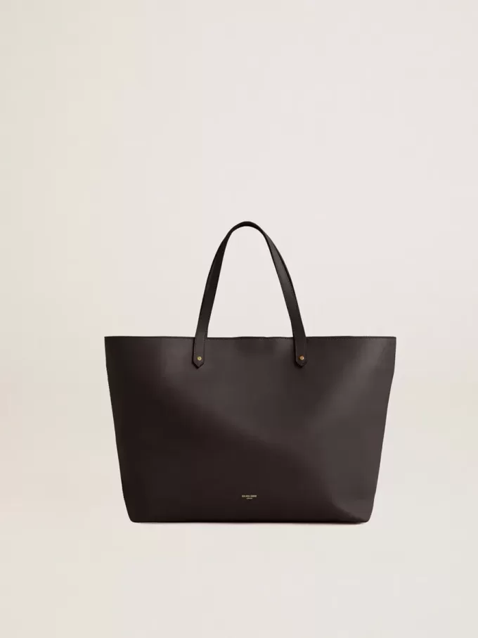 Schwarze Pasadena-Tasche aus glattem Leder mit goldenem Logo Schwarze Pasadena-Tasche aus glattem Leder mit goldenem Logo