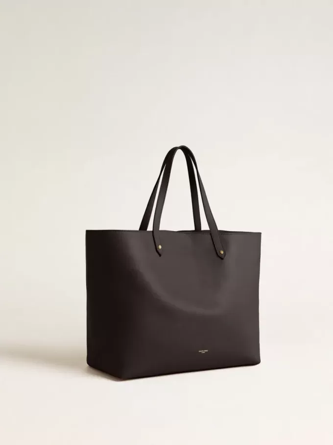 Schwarze Pasadena-Tasche aus glattem Leder mit goldenem Logo Schwarze Pasadena-Tasche aus glattem Leder mit goldenem Logo