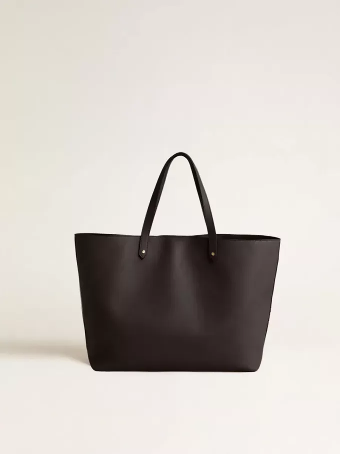 Schwarze Pasadena-Tasche aus glattem Leder mit goldenem Logo Schwarze Pasadena-Tasche aus glattem Leder mit goldenem Logo