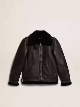 Schwarze Schaffelljacke