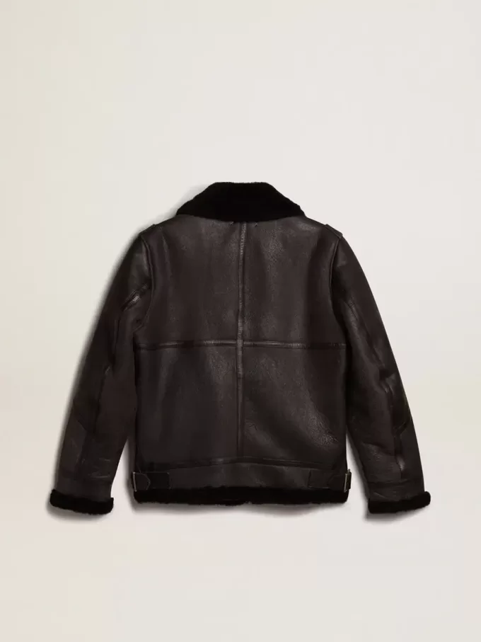 Schwarze Schaffelljacke