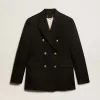 Schwarzer Damenblazer mit doppelter Knopfleiste Schwarzer Damenblazer mit doppelter Knopfleiste