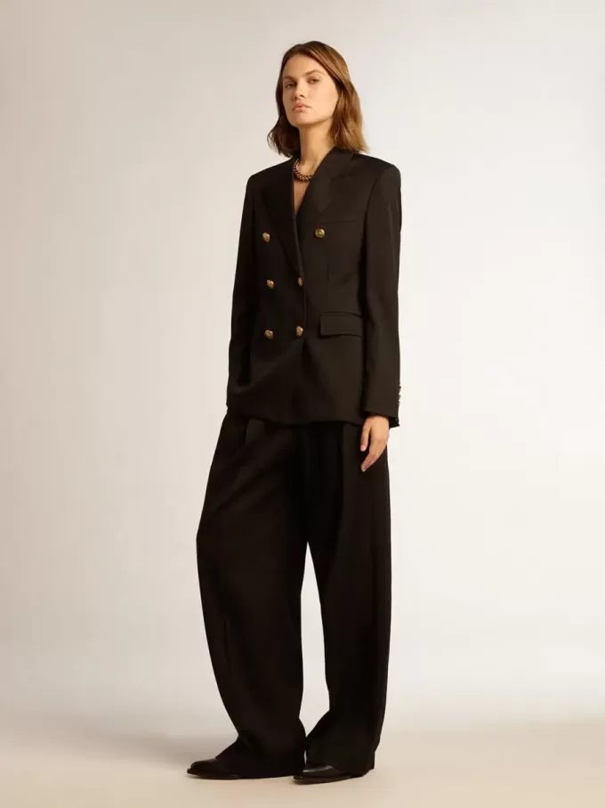 Schwarzer Damenblazer mit doppelter Knopfleiste Schwarzer Damenblazer mit doppelter Knopfleiste