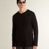 Schwarzer Herrenpullover aus Wolle mit Used-Look Schwarzer Herrenpullover aus Wolle mit Used-Look