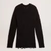 Schwarzer Herrenpullover aus Wolle mit Used-Look Schwarzer Herrenpullover aus Wolle mit Used-Look