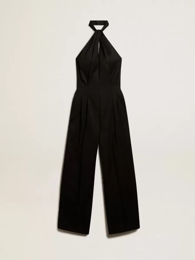 Schwarzer Overall aus Wollgabardine Schwarzer Overall aus Wollgabardine