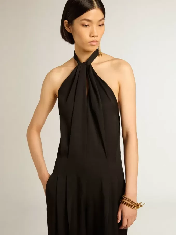 Schwarzer Overall aus Wollgabardine Schwarzer Overall aus Wollgabardine
