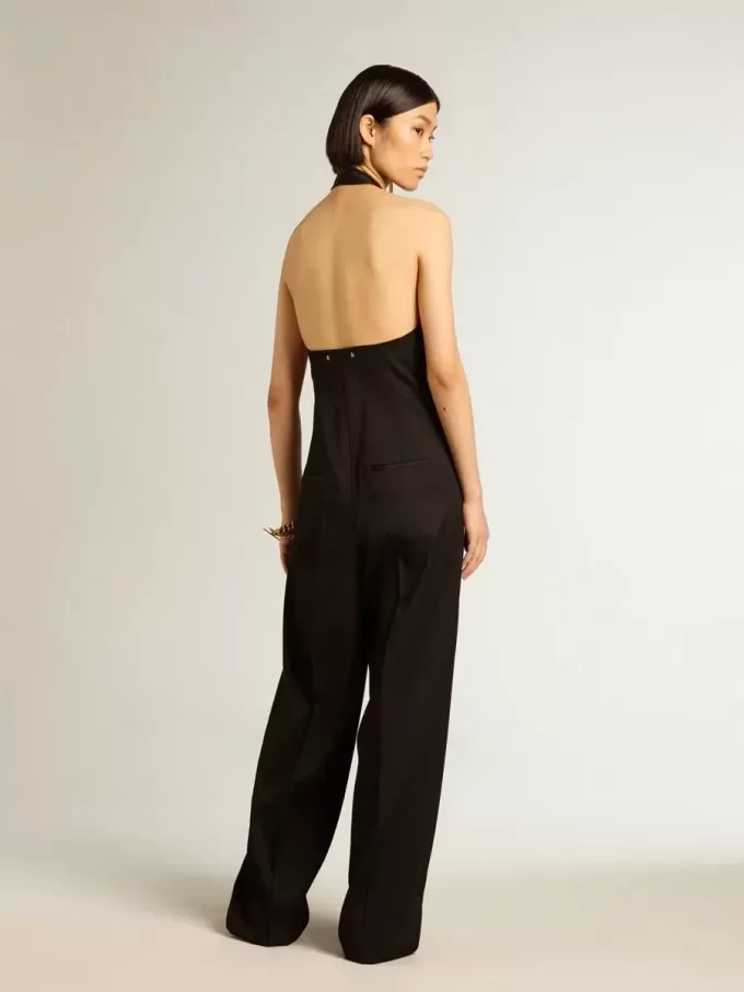 Schwarzer Overall aus Wollgabardine Schwarzer Overall aus Wollgabardine