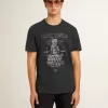 Schwarzes Baumwoll-T-Shirt für Herren mit Aufdruck auf der Vorderseite