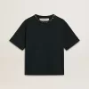 Schwarzes Damen-T-Shirt mit Kristallen