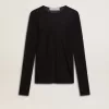 Schwarzes Damen-T-Shirt mit Rundhalsausschnitt Schwarzes Damen-T-Shirt mit Rundhalsausschnitt