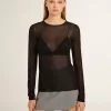 Schwarzes Damen-T-Shirt mit Rundhalsausschnitt Schwarzes Damen-T-Shirt mit Rundhalsausschnitt