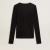 Schwarzes Damen-T-Shirt mit Rundhalsausschnitt Schwarzes Damen-T-Shirt mit Rundhalsausschnitt